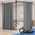 Room Divider Folding Privacy Screens with Wheels, 6FT Tall Divider for Room Separation, Movable Room Partitons and Dividers, Indoor Room Dividers Panel with Fabric (Black, 1 Panel-114‘’)