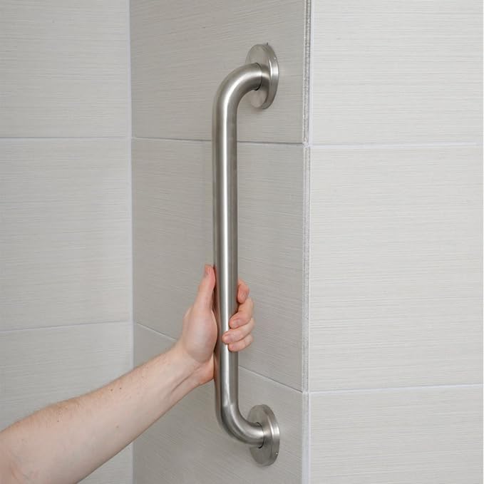 Amazon Basics Bathroom Handicap Safety Grab Bar, 42 Inch Length, 1.25 Inch Diameter, Holds up to 500LBs, ADA Compliant, Stainless Steel