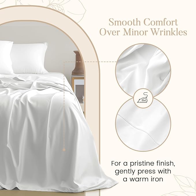 100% Cotton Sheets For King Size Bed, 800 Thread Count Breathable Bed Sheets, Soft & Comfy Naturally Cool Fully Elassticated Sheet & Pillowcase Sets, Machine Washable No Pill Fade Resistant- Semolina