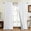 RYB HOME 100% Blackout Velvet Curtains, Thermal Insulated Room Darkening Back Tab and Rod Pocket Curtains for Living Room Nursery Bedroom, White, 52W x 90L, 2 Panels
