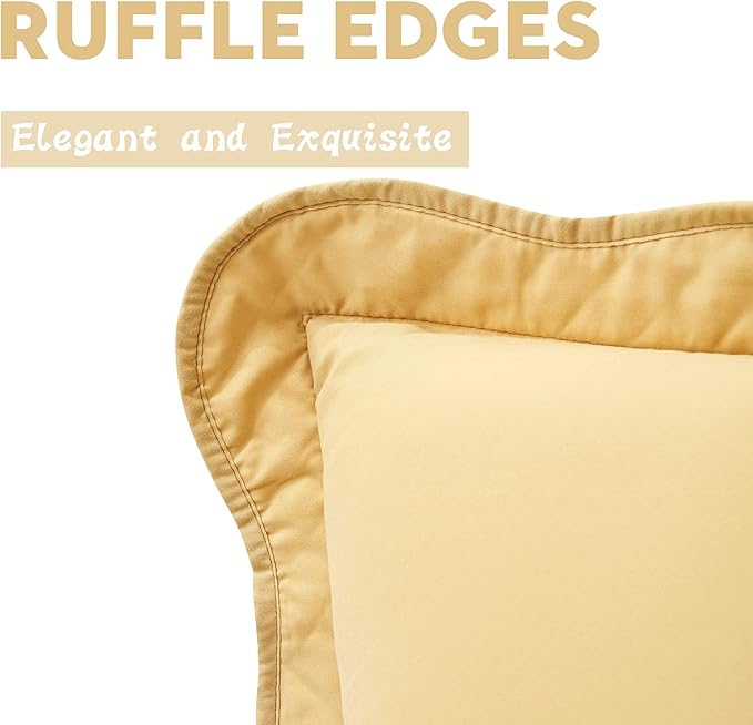 CHIXIN Microfiber King Pillow Shams Set of 2 - Decorative Quilted Pillow Covers - Honey-Gold - Size (20" x 36")