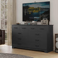 Hasuit 10 Drawer Dresser for Bedroom, Large Chest of Drawers with Charging Station, 55.1'' Wide Storage Clothes Closet Organizer, Long Dresser TV Stand for Living Room, Black