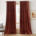 RYB Home Rust Red Velvet Curtains 108 inches Long, Thermal Insulated Panel for Bedroom Room Darkening Window Treatment for Holiday Backdrop Privacy Drapes for Guest Room, W52 x L108, 2 Panels