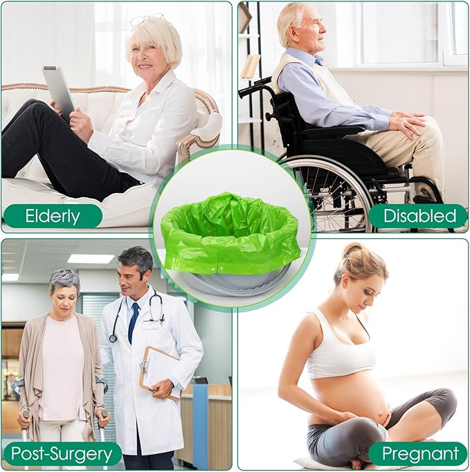 BOOWOO Bedside Commode Liners, 100 Leakproof Toilet Liners for Bedside Commode, Scented Adult Potty Chair Liners, Commode Liners for Commode Chair, Bedpan, Bucket Toilet (100 Bags Only)