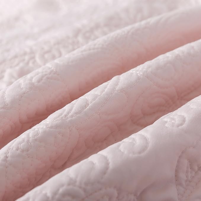 HoneiLife King Size Quilt Sets - 3 Piece Microfiber Quilt Set Lightweight Bedspreads Reversible Coverlets Rustic Bed Cover King Quilt Bedding Set All Season Quilts-Light Pink