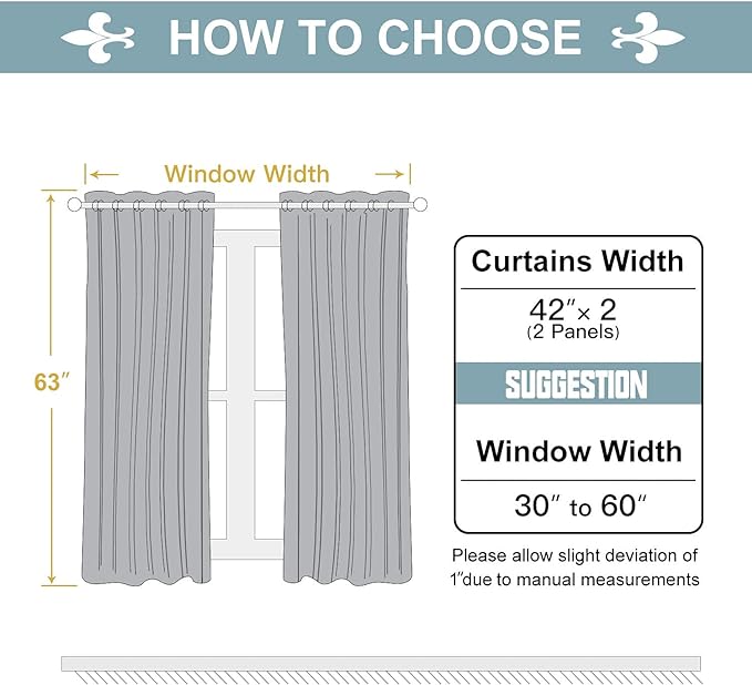 ChrisDowa Grommet Room Darkening Curtains for Bedroom and Living Room - 2 Panels Set Thermal Insulated Blackout Curtains (Greyish White, 42W x 63L)