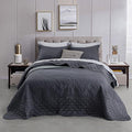 CHIXIN Bedspread Coverlet Quilt Set Full Size - Lightweight Bedding Cover - Ultrasonic Quilting - 5 Piece Reversible Bedspread - Elegant Damask Paisley Pattern (Full, Dark Grey)