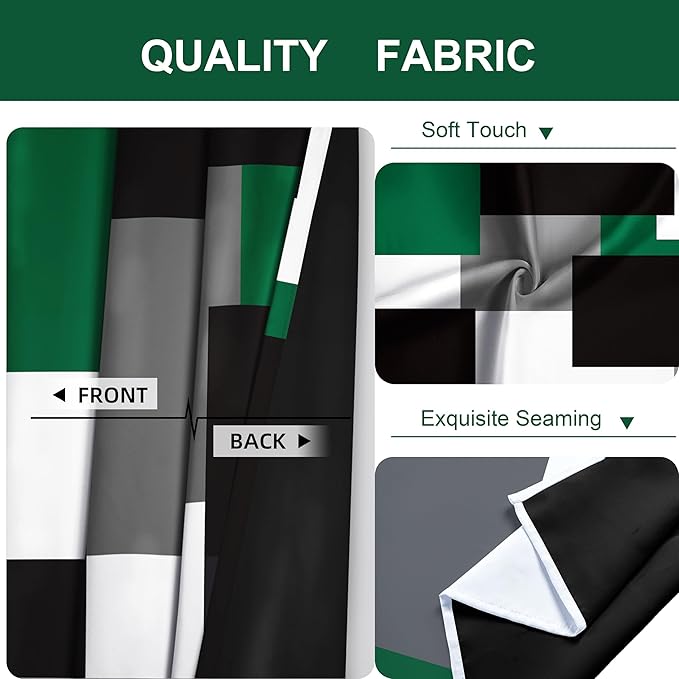 Green Blackout Curtains for Bedroom 96 inch Long 2 Panels Set Black Grey White Modern Abstract Geometric Black Out Curtains Insulated Room Darkening Window Drapes for Living Room, 52Wx96L