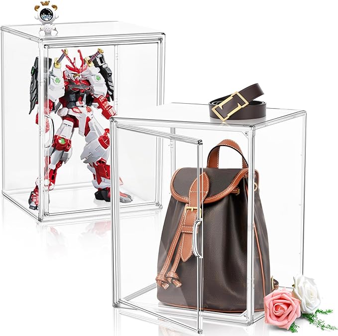 5 Pcs Super Large Acrylic Display Case Purse Handbag Storage Organizer for Closet Clear Stackable Bag Storage Boxes for Books, Boots, Collectibles, Cosmetic