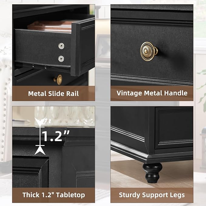 Farmhouse Dresser and Nightstand Sets 3 Piece, Nightstands Set of 2 and 7 Drawers for Bedroom, 54" Wide Dresser and 24" Inch Night Stand Set for Bedroom, Living Room, Hallway