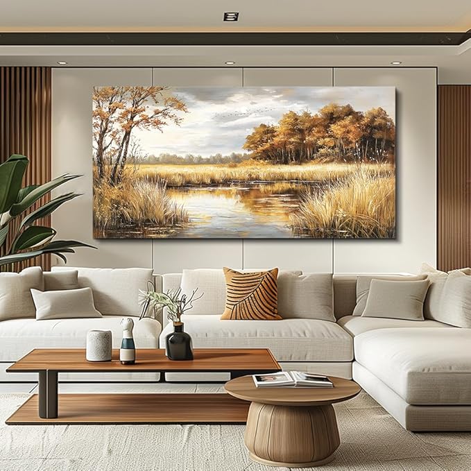 ERQINHUA Large Wall Decor Canvas Painting Wall Art For Bedroom Living Room Decor Lake Surface Landscape Painting Artwork Print For Home Decor Room For office Farmhouse Room Wall Decoration 30x60 In