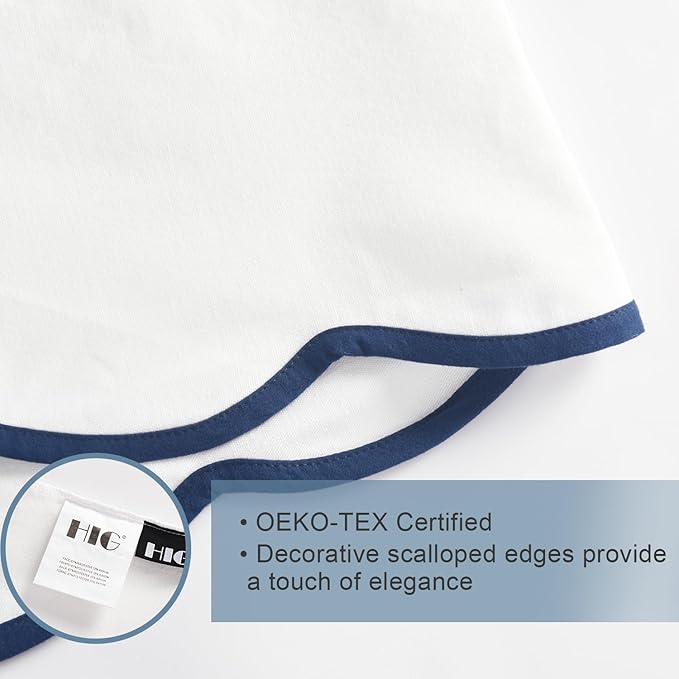 HIG Off White Chic King Bed Skirt - Easy Fit Scallop Edge Pleated Bedskirts, 14 Inch Drop Anti-Slip Dust Ruffle, Thick Fabric for Enhanced Privacy, Pre-Washed for Long-Lasting Use(N60022)