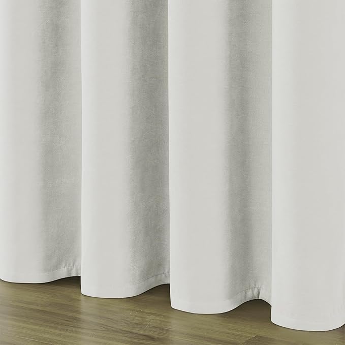 Joydeco Vanilla Grey Velvet Curtains 84 Inches 2 Panels, Luxury Thermal Insulated Soft Curtains for Bedroom & Living Room, Room Darkening Velvet Drapes, Rod Pocket (52W x 84L)