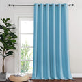 NICETOWN Blackout Sliding Glass Door Curtains, Room Darkening Thermal Insulated Curtains for Living Room Bedroom, Extra Wide Window Drapes, 1 Panel, W80 x L118, Teal Blue