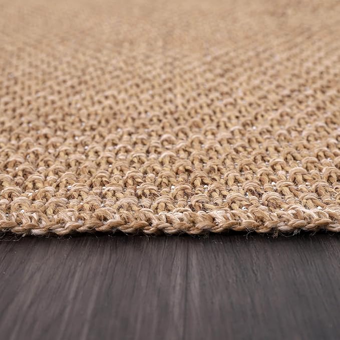 Easy Jute Runner Rug 2x7 Indoor Outdoor Natural Rugs Solid Fiber Rug Woven Area Rug Boho Easy Clean Inside Carpet for Living Room Bedroom Dining Room Hallway or Outdoor Patio Porch (2 X 7 Natural)