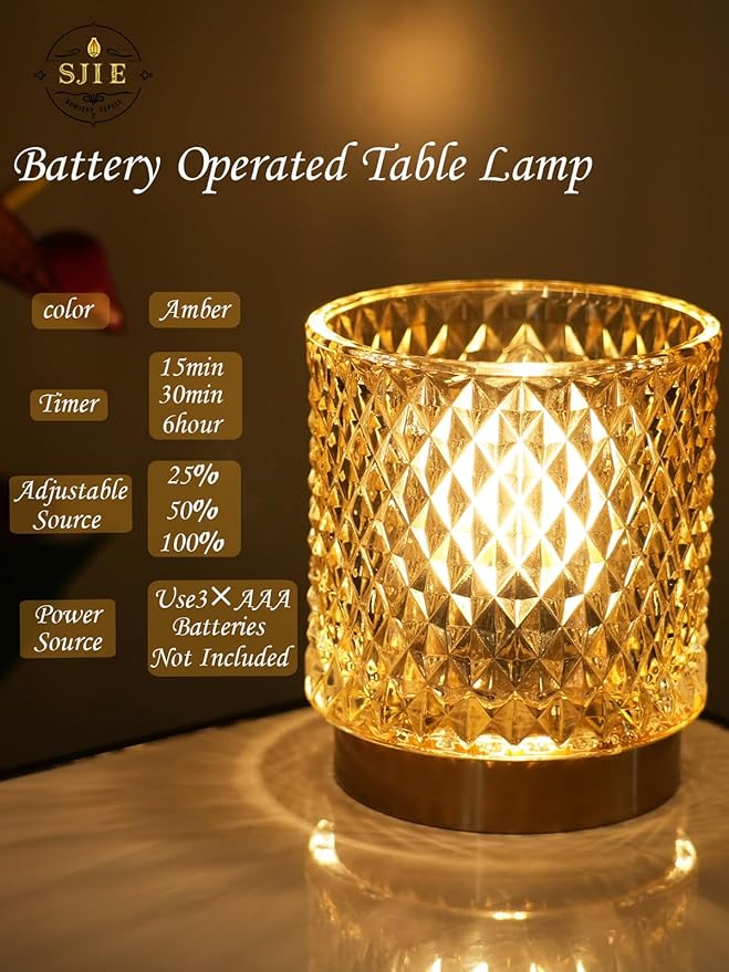 Battery Operated Lamp - Stylish Small Lamps Decorative with Timer & 3 Light Modes, No Plug in Lamps Cordless Battery Table Lamps for Bedroom/Bathroom/Fireplace(with Remote Control)