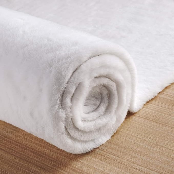 White Faux Fur Rug 5x8 Rugs for Living Room Shag Washable Area Rug Fuzzy Rugs for Bedroom Girl Room Decor Rectangle Rug