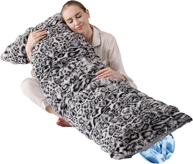 Cozy Plush Fluffy Body Pillow,Full Body Pillows for Adults Kids Girls Teens,20X54 Inches Big Hug Double Pillow,Bed and Sofa Pillow for Side Sleeper & Pregnancy,Pregnancy Pillow-Snow Leopard