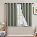 H.VERSAILTEX Linen Curtains 100% Blackout Curtains for Bedroom 45 inch Long Full Light Blocking Nature Linen Blended Window Curtains for Living Room Nickel Grommet (2 Panels, Heathered Dried Sage)
