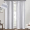 Topfinel White 90 Inches Long Blackout Natural Linen Curtains for Bedroom, Pinch Pleated Sound Blocking Curtains, Decorative Elegant Farmhouse Lined Drapes 2 Panels Set for Living Room Sliding Door