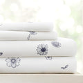 Linen Market Patterned Microfiber Full Sheet Set 4 Piece – Oeko-TEX Certified Ultra Soft & Wrinkle-Free - 16" Deep Pocket Sheets - Easy Care Full Size - Indigo Flowers Navy