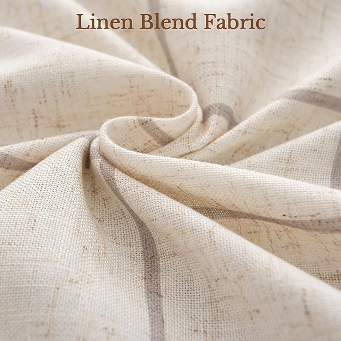 Pinch Pleated Plaid Curtains Blackout Linen Gingham Curtains for Living Room,Bedroom Checkered 84 Inches Long Double Layer 2 Panels Set Luxury and Modern Printed Design Darkening
