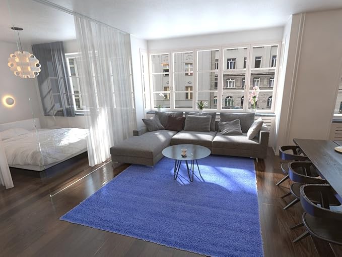 Unique Loom Solid Shag Collection Area Rug (8' x 11' Rectangle, Periwinkle Blue)