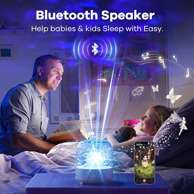 Luminorthe Cube Lamp, Northern Lights Projector, Rechargeable Ocean Wave Projector Night Light with Remote Control & Bluetooth Speaker for Bedroom Living Room Bedroom Decor, Christmas Gifts for Teens