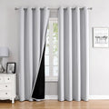 ChrisDowa 100% Blackout Curtains 90 inch Long for Bedroom with Black Liner, 2 Thick Layers Total Blackout Thermal Insulated Grommet Long Window Curtains 2 Panels Set (Greyish White, 52 x 90 Inch)
