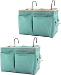 Someteth 2-Pack Bedside Caddy Bedside Hanging Storage Basket Multi-Function Organizer Caddy for Bunk and Hospital Beds Dorm Rooms Bed Rails, Can be Placed Glasses Books Mobile Phones（2pcs Green）