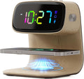 Digital Alarm Clock with Wireless Fast Charging Station 15W Touch Smart Lamp for Bedside,3 Colors Nightlight Adjustment Night Lamp for Living Room,Bedside,Heavy Sleepers (Woodgrain+Cable&Adapter)