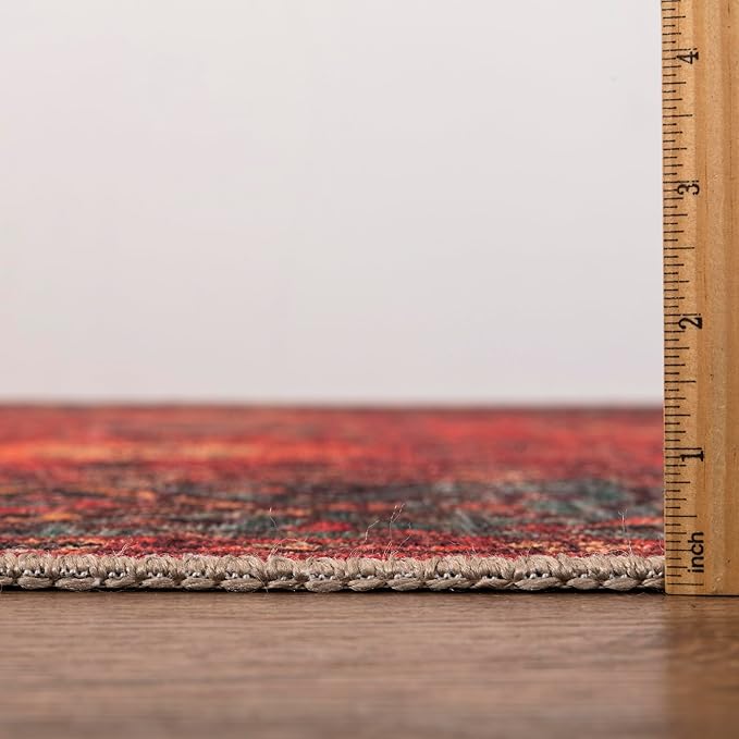 Keen Home Design 2x10 Rug - Machine Washable Runner with Non-Slip Backing, Ideal for Hallway, Entryway, Kitchen, Laundry Room - Vintage, Easy Clean, Durable, Low Pile Rug - (2'6" x 10')