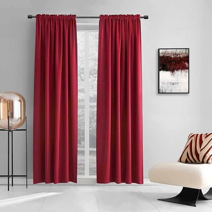 DONREN Backdrop 5FT x 8FT Curtains for Parties-Home Decoration Thermal Insulated Rod Pocket Blackout Draperies/Drapes for Bedroom (2 Panels, 60 inches x 96 inches, Red)