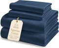 LANE LINEN 100% Egyptian Cotton Sheets King Size - 1000 Thread Count King Bed Sheets, Ultra-Soft Hotel Luxury with 15" Deep Pocket, Naturally Breathable & Durable, Silky Sateen Weave - Estate Blue
