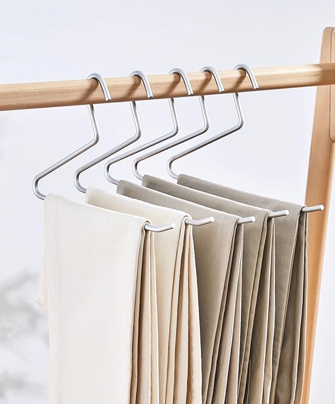 Premium Matte Silvery Aluminum Pants Hanger 10 Pack, 13.7” Extra Smooth & Durable Metal Shirt Dress Hanger,Aluminum Alloy Hanger,Clothing Support,Clothing Hang