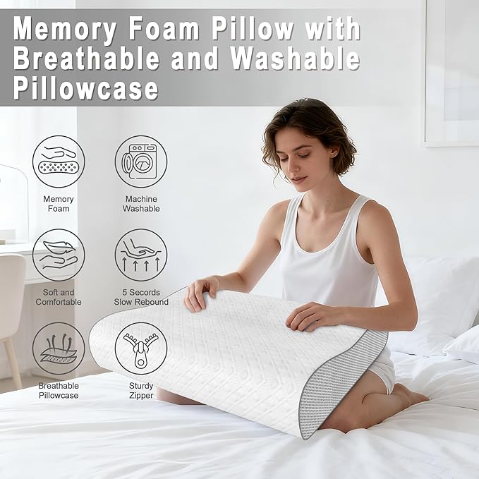 Cervical Pillow for Neck Pain Relief, Memory Foam Pillow, Ergonomic Adjustable Contour Bed Pillow for Side, Back & Stomach Sleepers (2, 23.6 * 15.7inch)