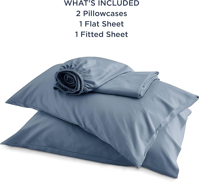 Bedsure California King Sheet Sets, Cooling Sheets, Rayon Derived from Bamboo, Breathable & Soft, Deep Pocket Up to 16 Inches, Hotel Luxury Silky Bedding for Hot Sleepers, Dusty Blue