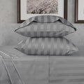 URBANHUT 800 Thread Count 100% Cotton Damask Twin Size Sheets, 4 Piece Striped Twin Size Bedsheets, Luxury Hotel Sheets Sateen Weave - Better Than Egyptian, 14" Elasticized Deep Pocket- Dark Grey