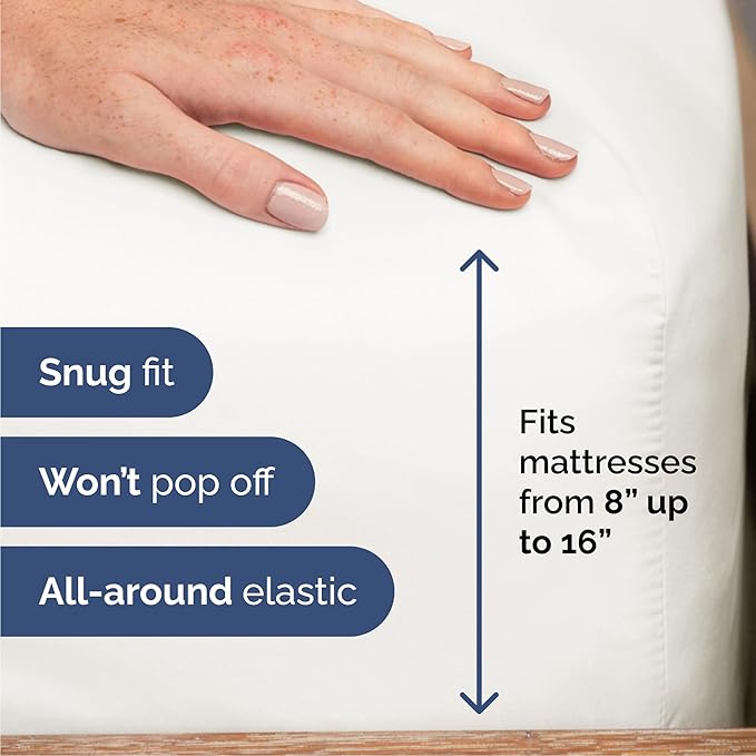 Cal King 6 Piece Sheet Set - Cooling & Breathable - Hotel Luxury Bedding, Includes Fitted Sheet for Women, Men, Kids & Teens - 1 Flat, 1 Fitted Sheet, 4 Pillowcases w/Deep Pockets - Antique White