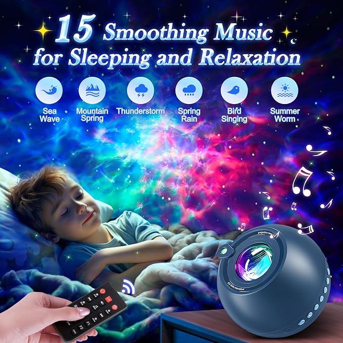 Galaxy Projector Teenage Boy Gifts for Teen Boys,15 Colors+15 White Noises Star Projector Night Light Kids Galaxy Light,Remote Bluetooth Bedroom Lights for Christmas Room Decor Gifts