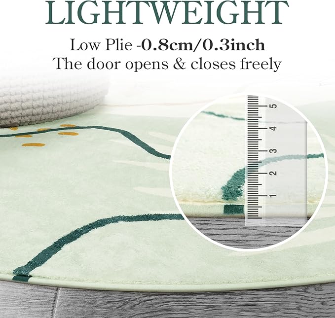Lahome Green Machine Washable Rugs - 6x9 Rug for Living Room Non-Slip Large Boho Area Rug Lightweight Throw Non-Shed Dining Room Rug, Soft Botanical Print Floor Carpet for Bedroom Classroom Office