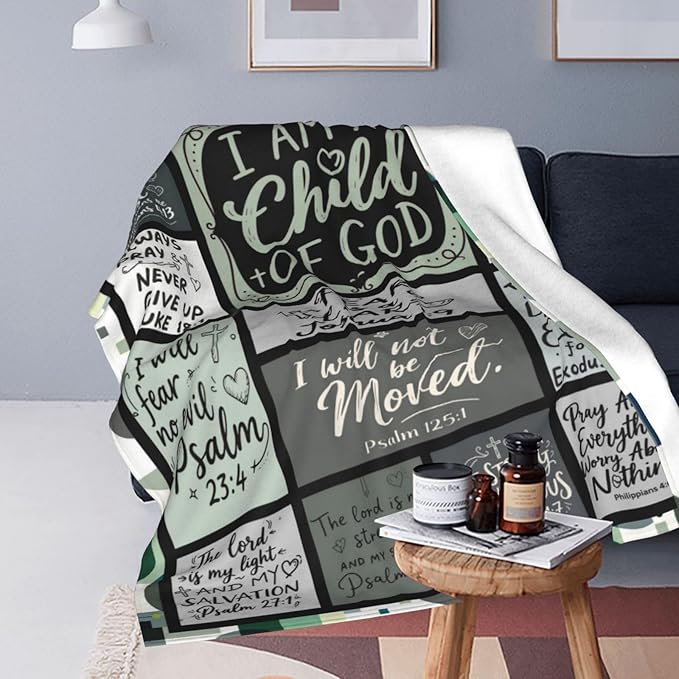 Christian Throw Blanket for Couch, Inspirational Gift for Women, Soft Plush Flannel Blanket, 40"x 50" Thoughts and Prayers Blankets for Bedroom Sofa Living Room Christmas Halloween Decoration