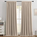 Joydeco Beige 100% Blackout Curtains 72 Inch 2 Panels, Luxury Thermal Beige Velvet Curtains for Bedroom Living Room, Soundproof Blackout Window Drapes, Rod Pocket & Back Tab (52W x 72L)