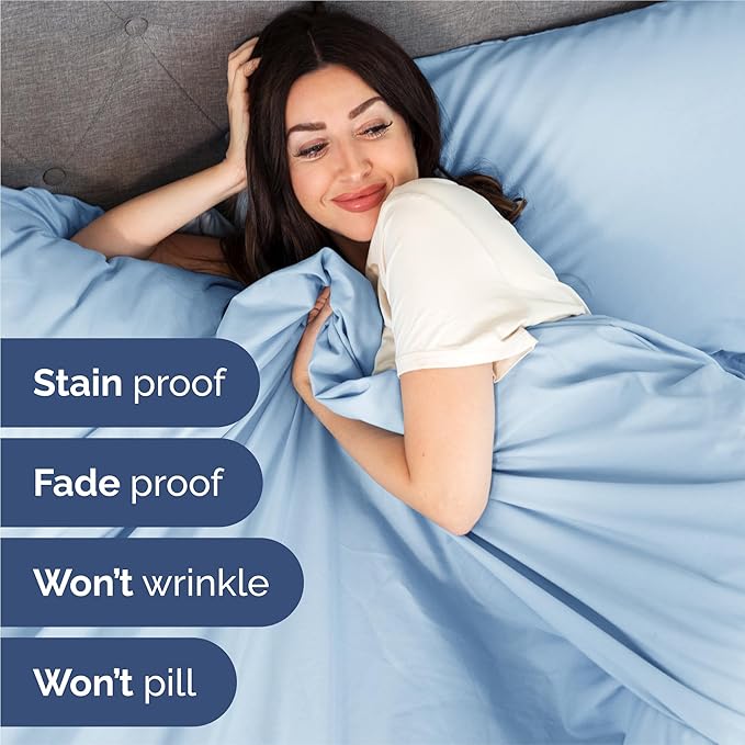 King 6 Piece Sheet Set - Cooling, Comfy & Breathable - Hotel Luxury Bedding, Includes Fitted Sheet for Women, Men, Kids & Teens - 1 Flat, 1 Fitted Sheet, 4 Pillowcases with Deep Pockets - Baby Blue