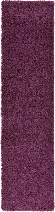 Unique Loom Solid Shag Collection Area Rug (2' 7" x 10' Runner, Eggplant Purple)