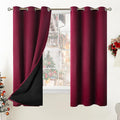 BGment Thermal Insulated 100% Blackout Curtains for Bedroom with Black Liner, Double Layer Full Room Darkening Noise Reducing Grommet Curtain (42 x 63 Inch, Burgundy Red, 2 Panels)