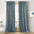 RYB HOME Stone Blue Velvet Curtains 94 inches, Back Tab Soft Fabric Room Darkening Thermal Insulated Luxurious Home Decor Curtains for Living Room Bedroom, W 52" x L 94", 2 Panels Set