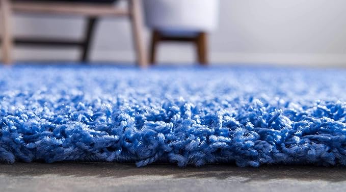 Unique Loom Solid Shag Collection Area Rug (2' 2" x 3' 1" Rectangle, Periwinkle Blue)