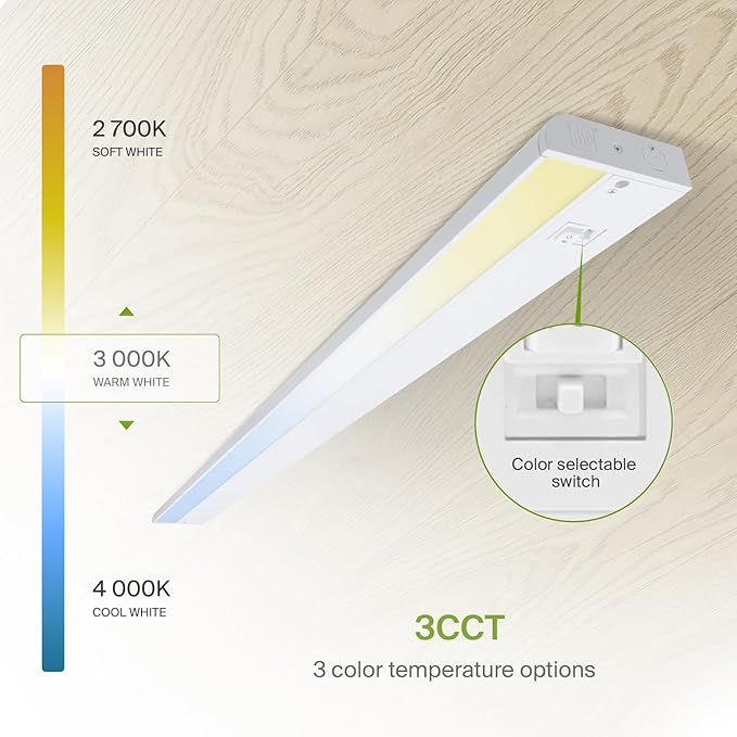 ASD LED Under Cabinet Lighting 32 Inch, Dimmable, Hardwired or Plug-in Installation, 3 Color Levels- 2700K/3000K/4000K, Linkable Kitchen Under Counter Lighting, ETL & Energy Star, White, 12 Pack