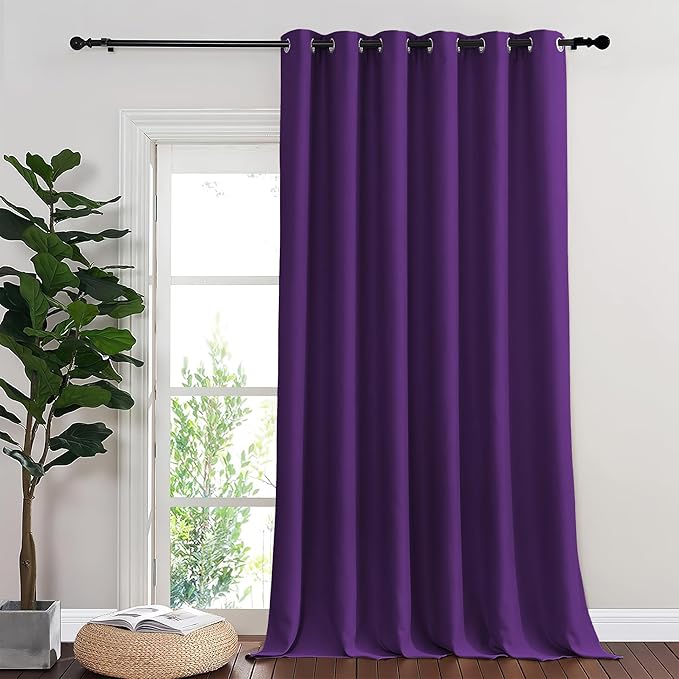 NICETOWN Room Divider Curtain 132 Inches Long, Wide Blackout Sliding Door Curtain for Bedroom, Room Darkening Privacy Window Curtain for Patio Door (1 Panel Set, Royal Purple, 80 x 132 Inch)